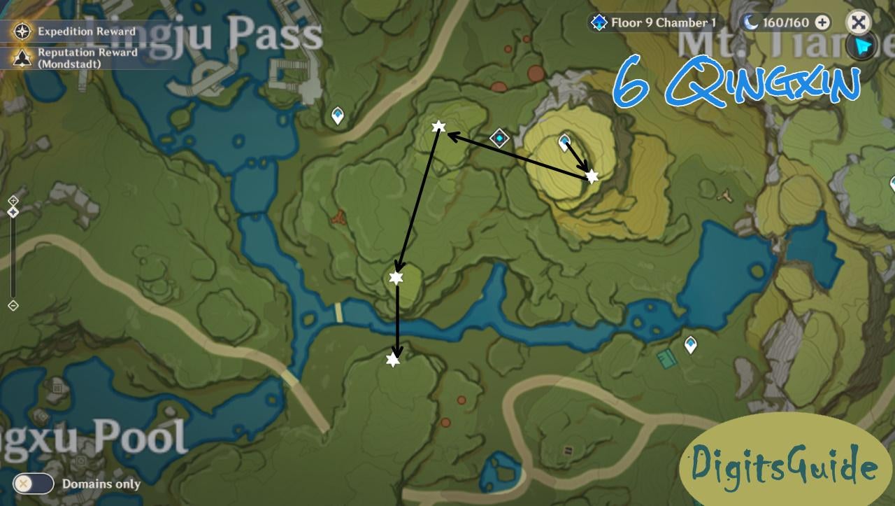 Qingxin Flowers Farming Locations and Route Guide